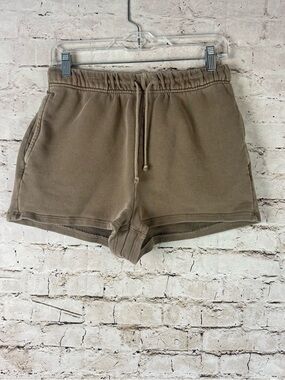 Elwood Clothing Women's Small Core Sweat Shorts Vintage Brown Garment Dyed Tie